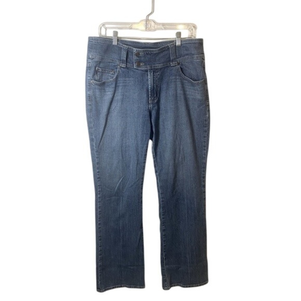 Z. Cavaricci Womens Medium Wash Straight Leg Jeans Double Button Waist Size 14